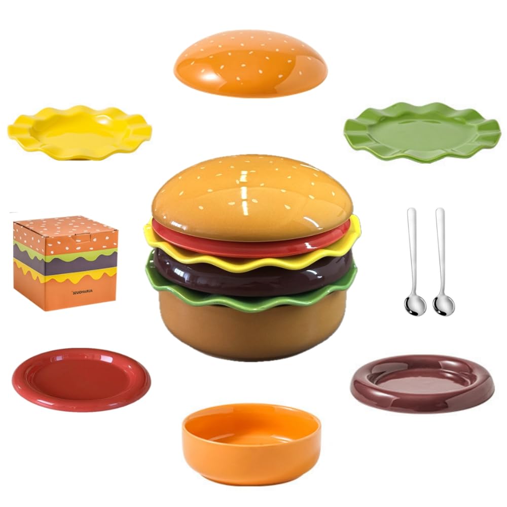 油彩『Burger Set』 Amazon.com | Ceramic Joe 6-layer Cheese Beef Burger Shaped